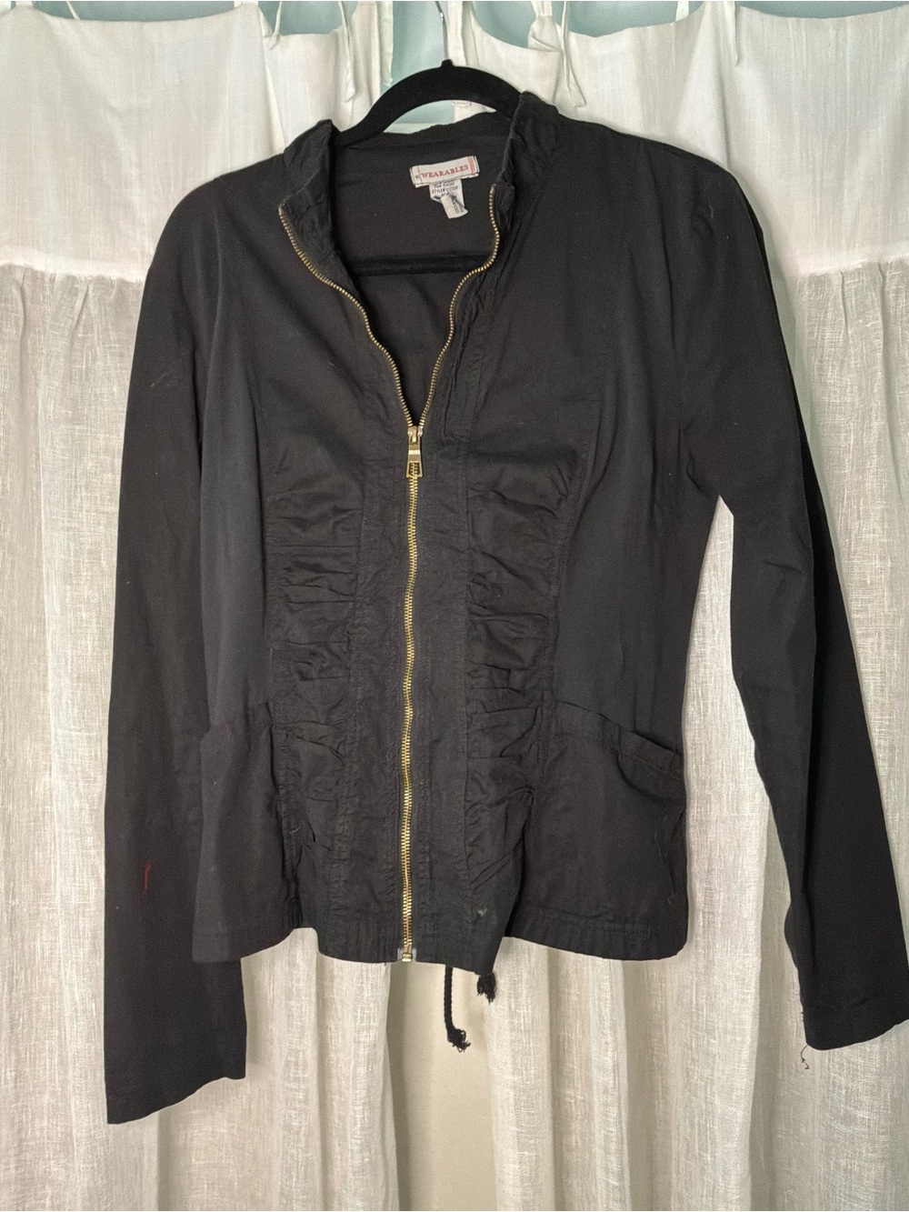 Wearables Black Zip-Front Lightweight Jacket